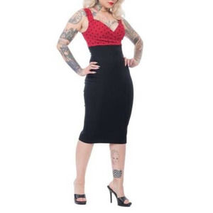 Rock Steady Spot On Diva Polka Dot Wiggle Pencil Dress Small Pin Up Rockabilly
